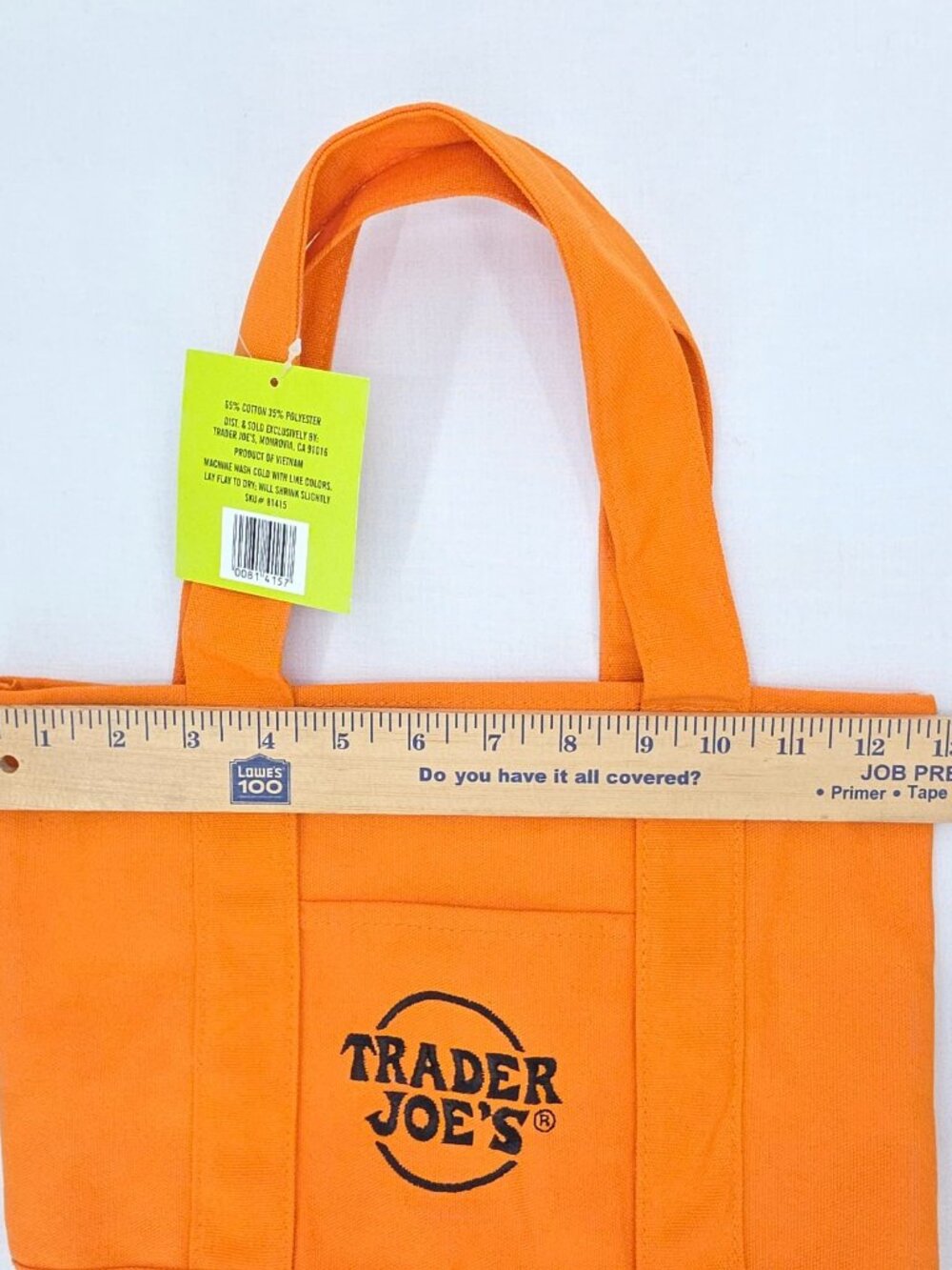 Lot of 2 Trader Joes Mini Canvas Tote Bag Reusable Orange Halloween Edition - Picture 4 of 9
